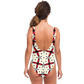 Women's Red & Black Geometric Pattern One-Piece Swimsuit