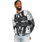 Men's Classic Black & White Geometric Pattern All Over Print Baseball Jacket