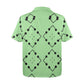 Men's Bold Green Geometric Black Dot-Node Pattern All-Over Print Hawaiian Shirt