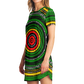Women's Green Striped with Vibrant Accent Pattern All Over print T-Shirt Dress