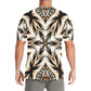 Men's Brown & Black Kaleidoscope Pattern Men's All Over Print Crew Neck T-Shirt