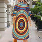 Women's Retro Radiant Circle Pattern  All-Over Print Short Sleeve Button Front Shirt Dress
