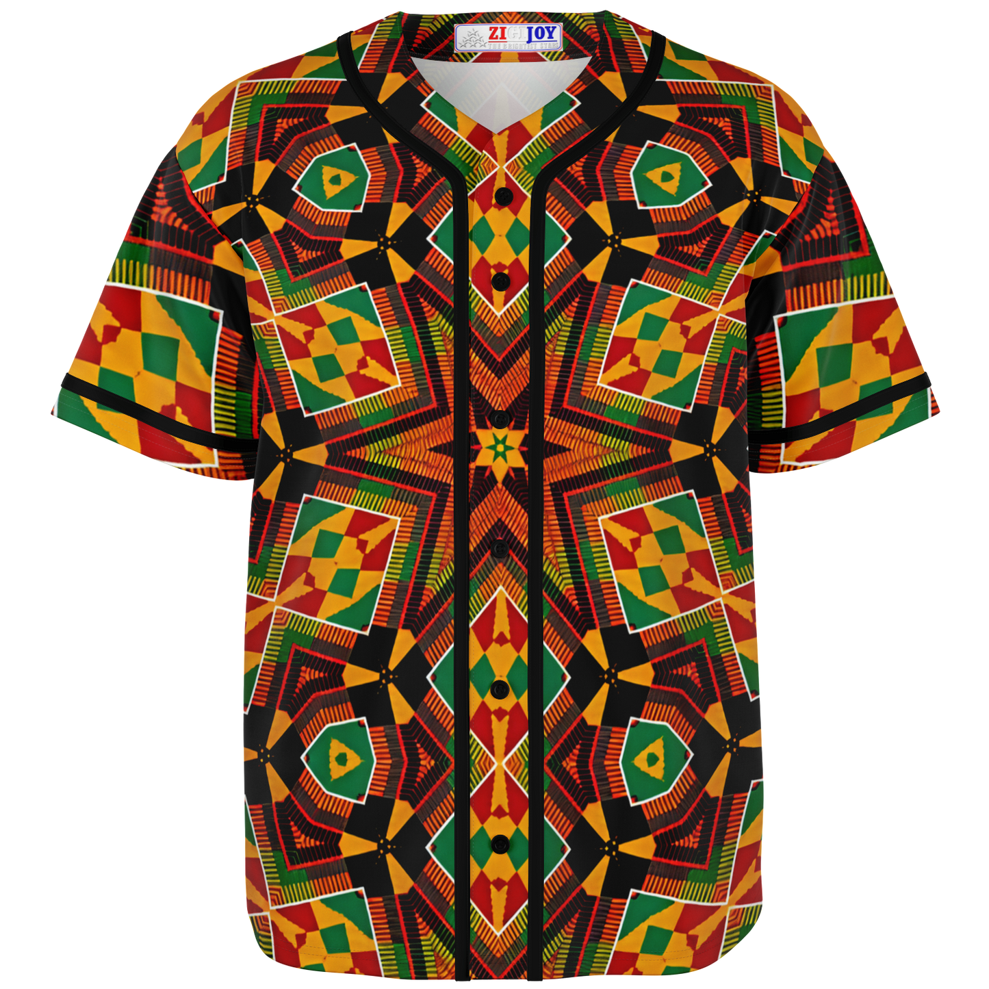 Women's African Kente Geometric Star Pattern All-Over Print Baseball Jersey