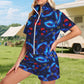 Women's Blue & Red Kaleidoscope Pattern Windbreaker Short Set