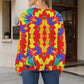 Women's Bold Rainbow Kente-Inspired Geometric Pattern All Over Print Crew Neck Sweater