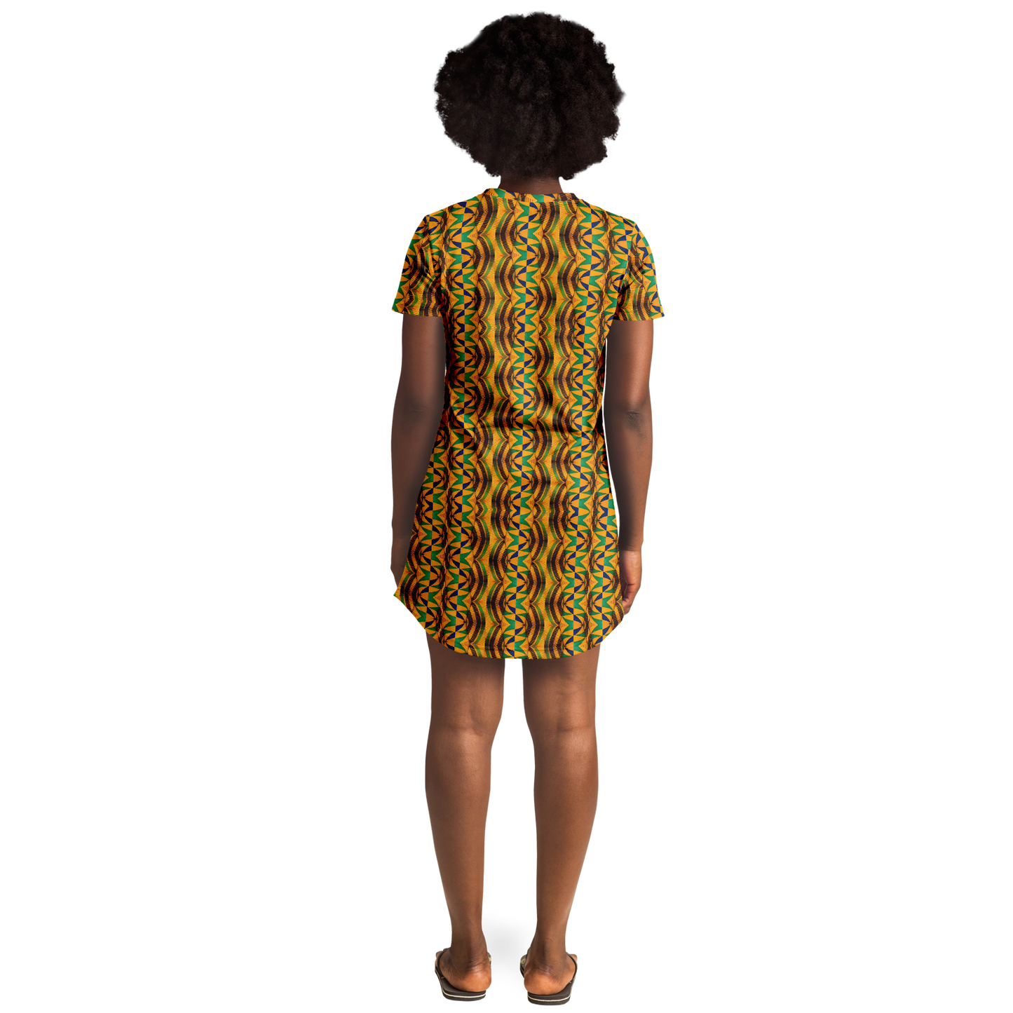 Women's African Kente Geometric Pattern All-Over Print T-Shirt Dress