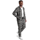 Men's Black Geometric Pattern Track Jacket and Pants