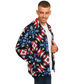 Men's Red White Blue Geometric Pattern All-Over Print Baseball Jacket