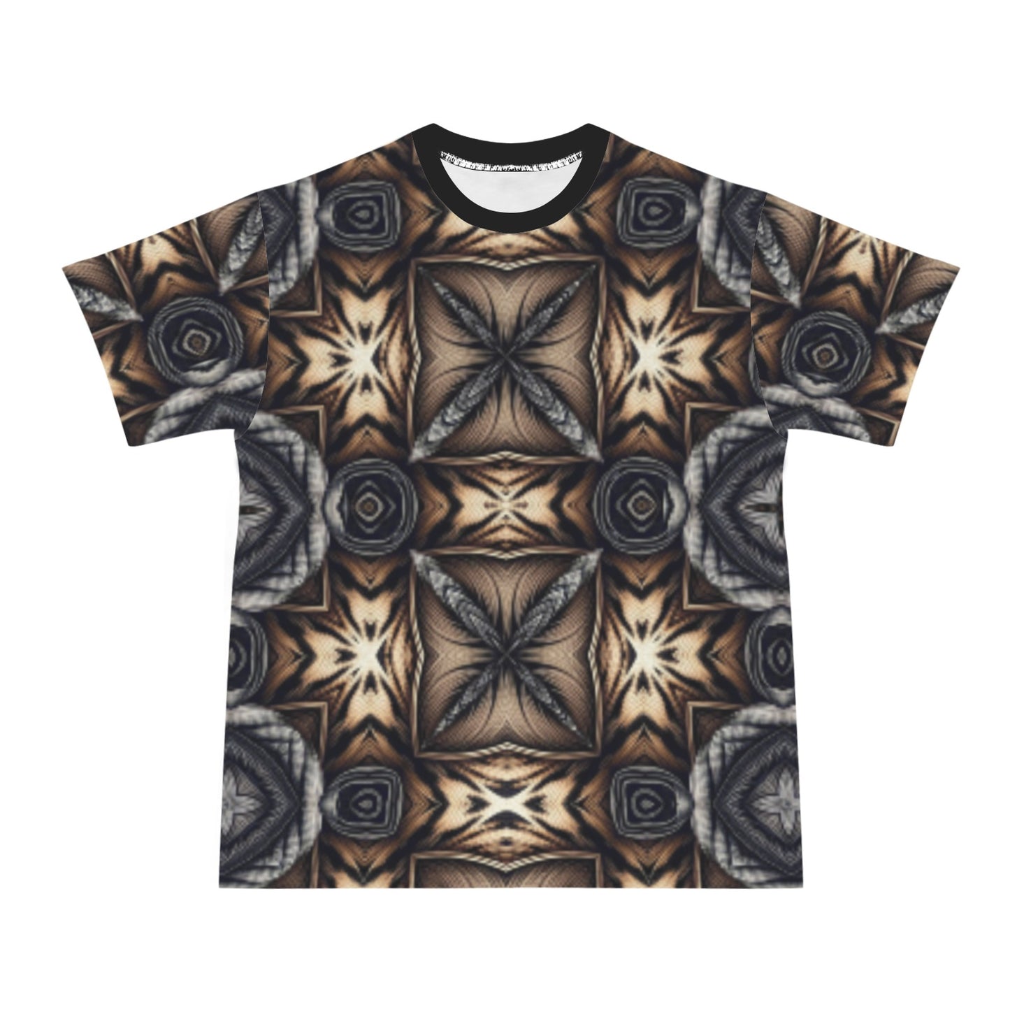 Men's Geometric Kaleidoscope Brown Pattern All Over Print All Over Print Ribbed Collar T-Shirt