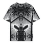 Men's Monochrome Kaleidoscope Pattern All-Over Print Plus Size Drop Shoulder T-Shirt