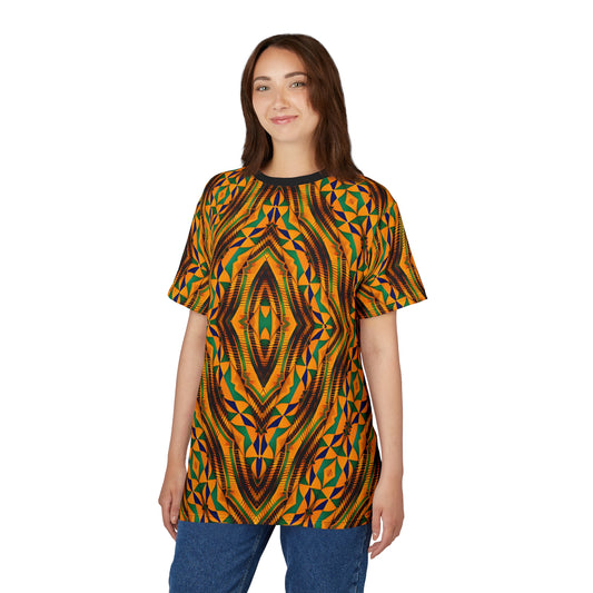 Women's Bold African Kente Inspired Pattern All-Over Print Tee