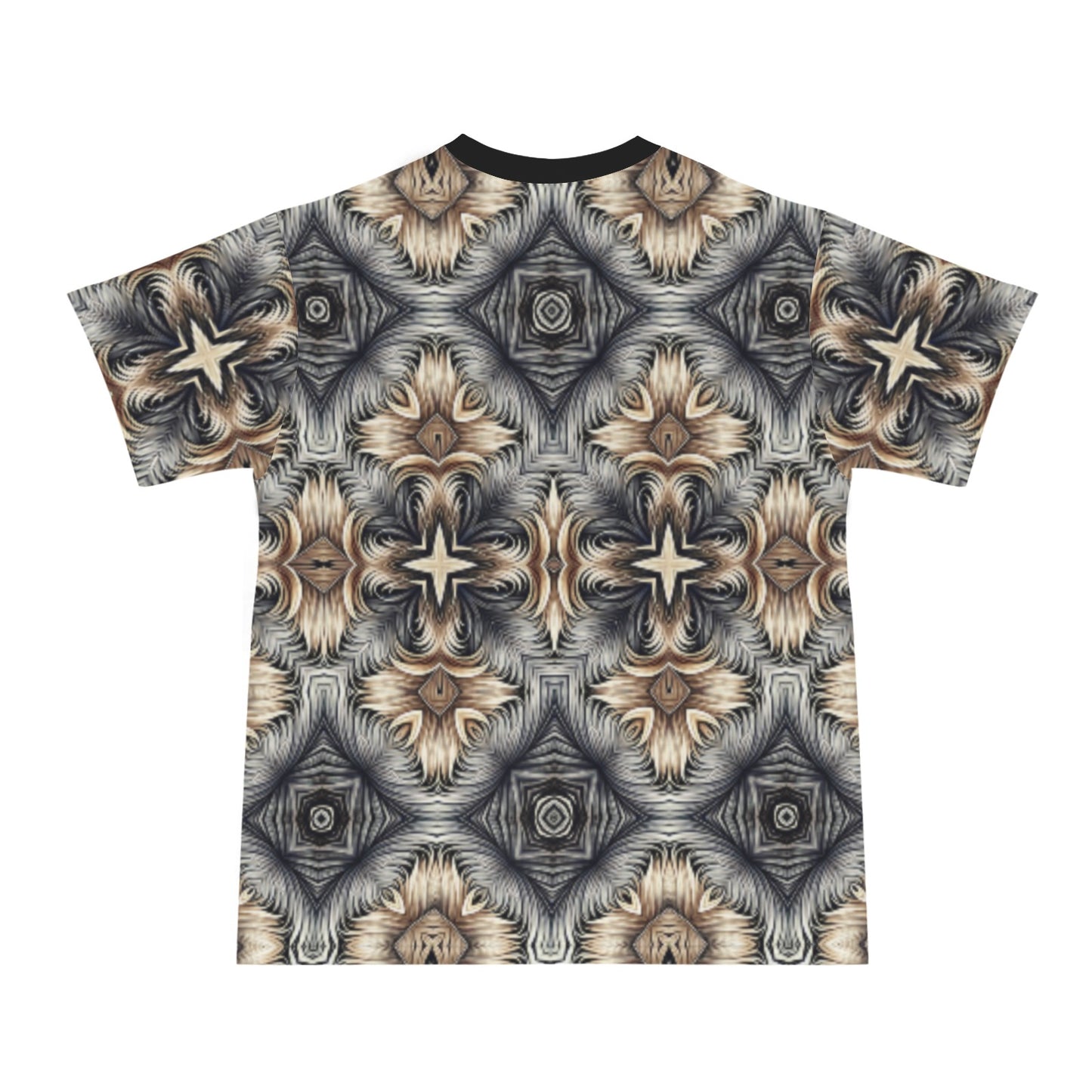 Men's Neutral Geometric Floral Pattern All Over print Men's All Over Print Ribbed Collar T-Shirt (Model T94)