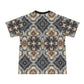 Men's Neutral Geometric Floral Pattern All Over print Men's All Over Print Ribbed Collar T-Shirt (Model T94)