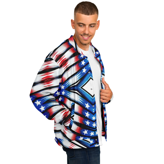 Men's American Flag Pattern All-Over Print Baseball Jacket