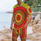 Men's Red Tribal Kaleidoscope Oversized Hawaiian Shirt & Shorts Set
