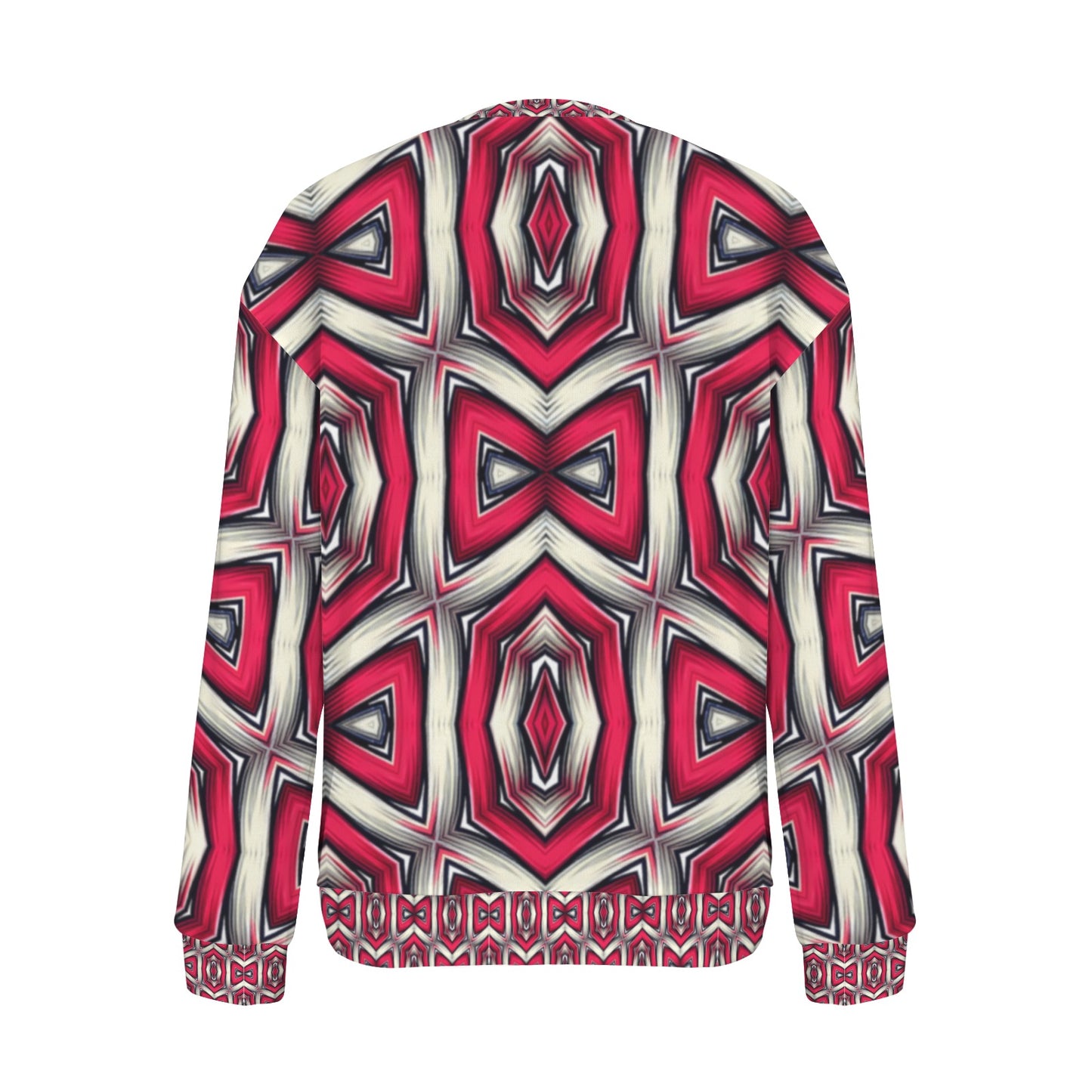 Women's Red Geometric Kaleidoscope Pattern All Over Print Crew Neck Sweater