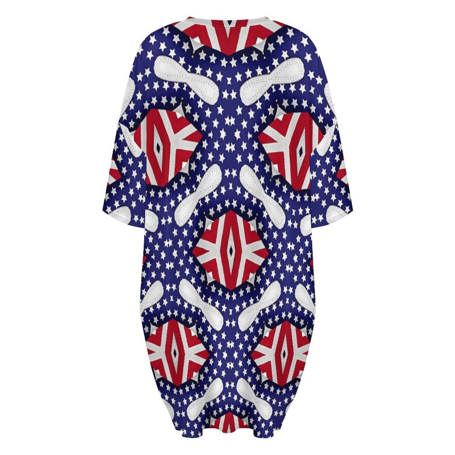 Women's Patriotic Stars & Stripes All Over Print Oversized T- Shirt Loungewear