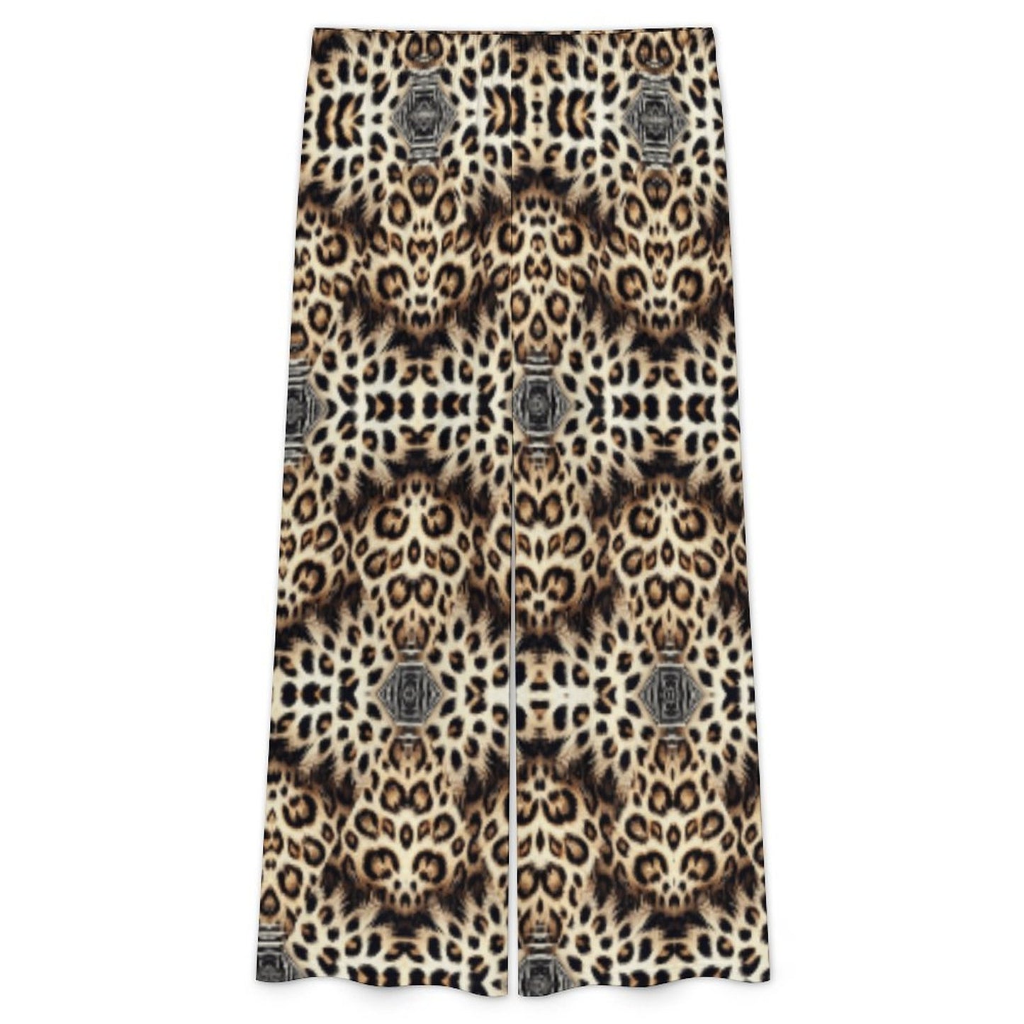 Women's Leopard Trendy Geometric Pattern All-Over Print Side-Tie Short Sleeve Top & Wide-Leg Pants Set