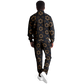 Men's Geometric Floral Pattern in Black & Brown Track Jacket and Pants