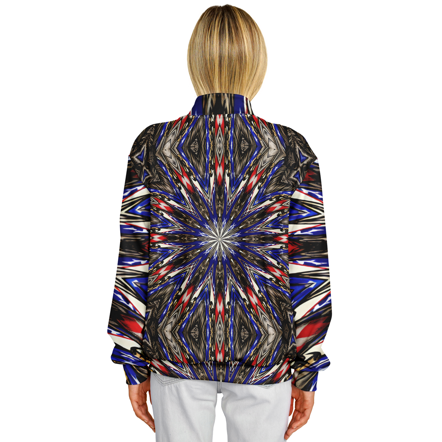 Women's Starburst Patriotic Colors Pattern All-Over-Print Baseball Jacket