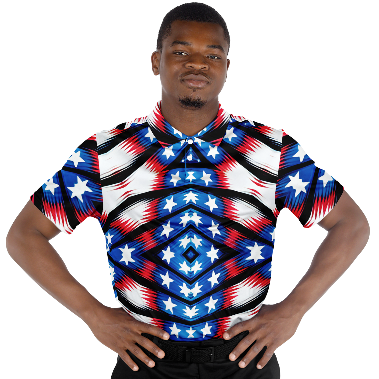 Men's American Flag Pattern All-Over Print Polo Shirt
