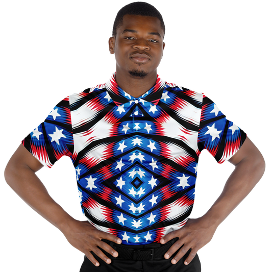 Men's American Flag Pattern All-Over Print Polo Shirt