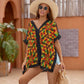 Women's Vibrant African Kente Geometric All-Over Print Swimsuit Cover Up
