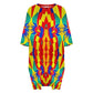 Women's Bold Rainbow Kente-Inspired Geometric Pattern All Over Print Oversized T- Shirt Loungewear