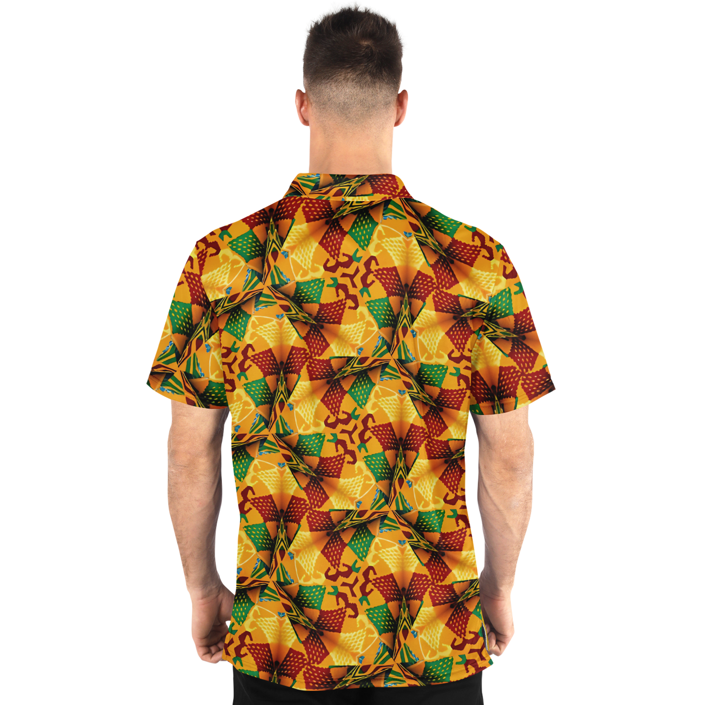 Men's Vibrant Autumn Kaleidoscope Polyester Polo Shirt