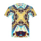 Men's Abstract Teal & Gold Pattern All Over Print  Crew Neck T-Shirt