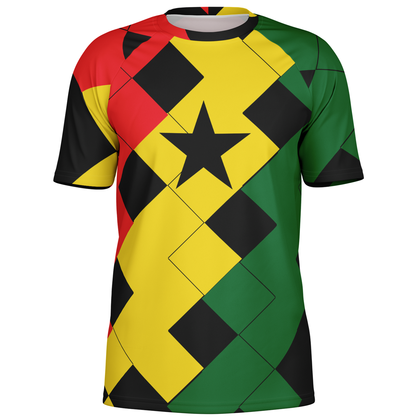 Men's Red Yellow Green and Black Stars Soccer Jersey