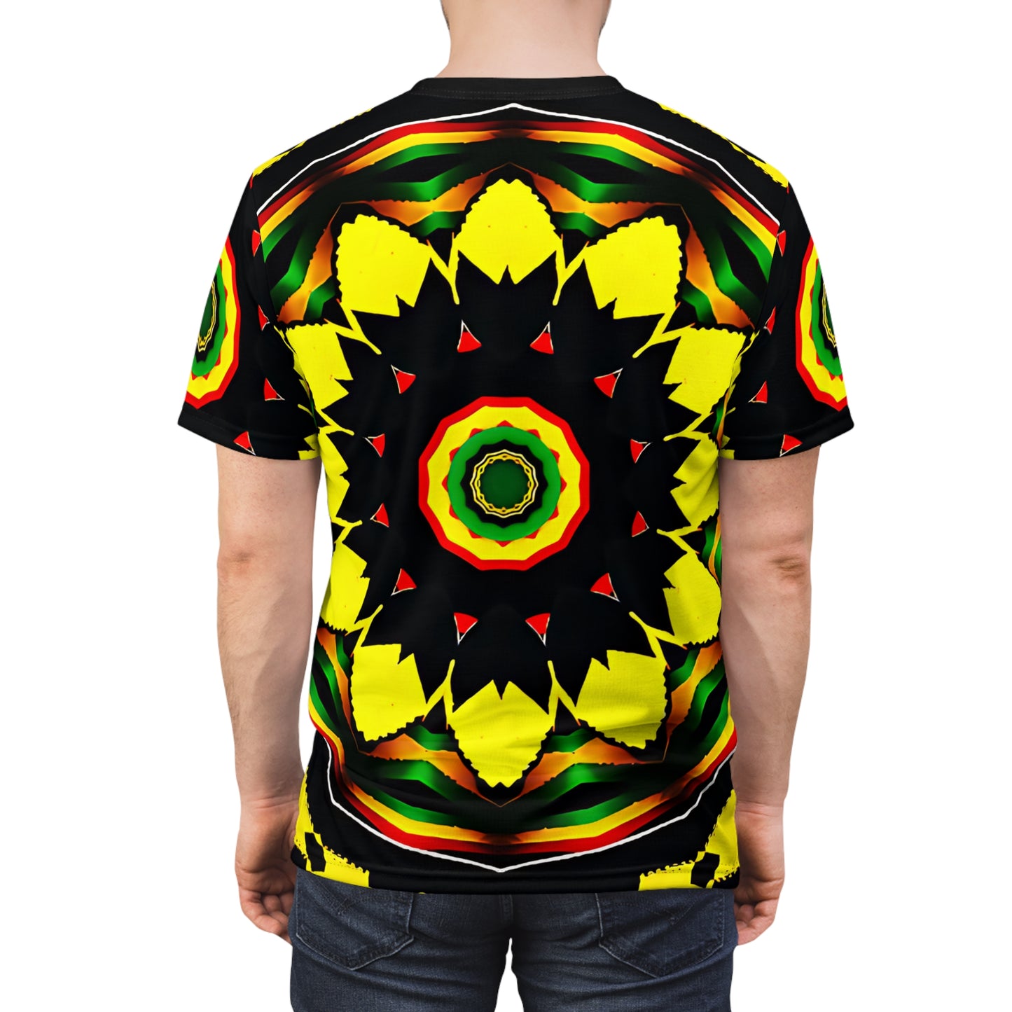 Men's Psychedelic Floral Pattern All-Over Print Tee