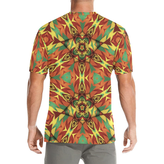 Men's Bold Tribal Kaleidoscope Pattern All Over Print All Over Print Crew Neck T-Shirt