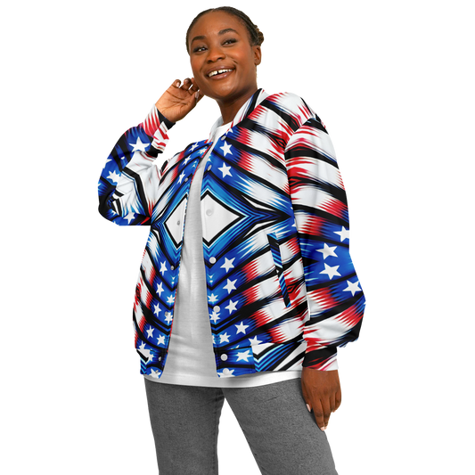 Women's American Flag Pattern All-Over Print Baseball Jacket