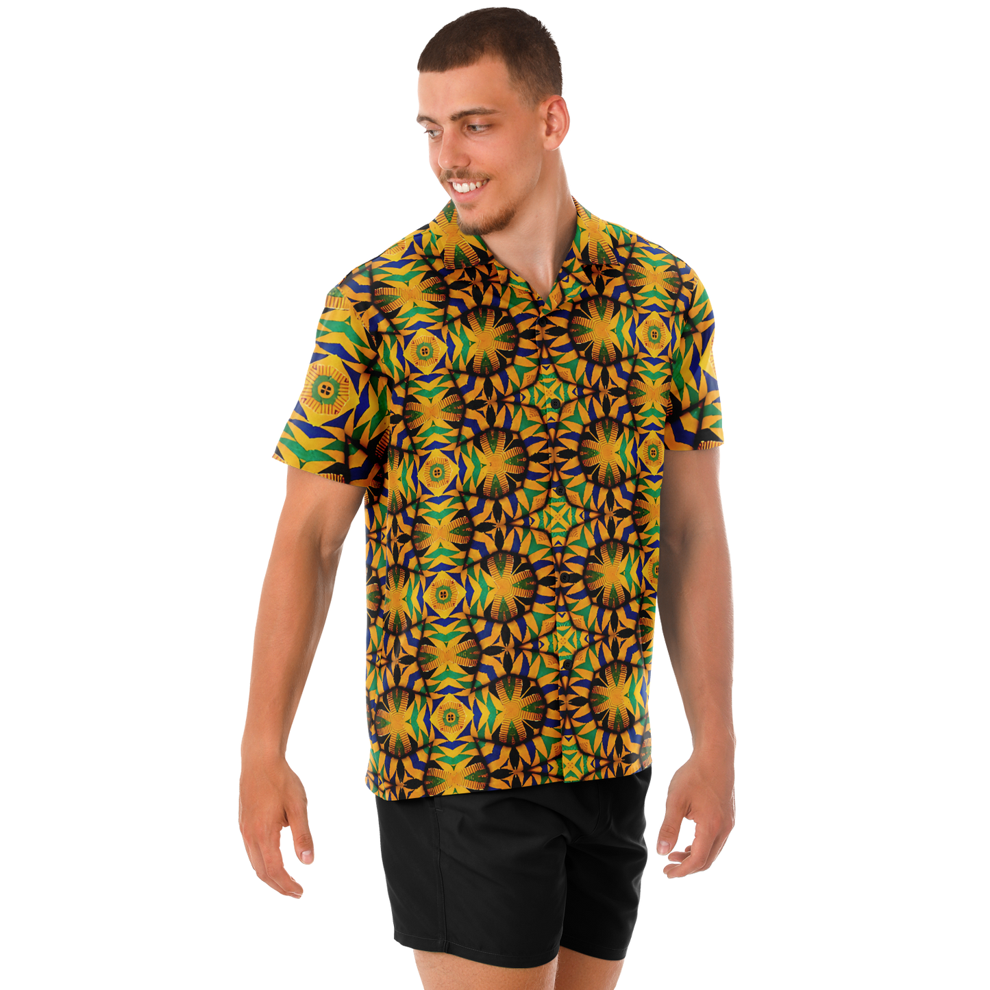 Men's Spread Collar Short Sleeve Button-Down Shirt