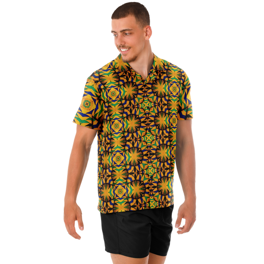 Men's Spread Collar Short Sleeve Button-Down Shirt