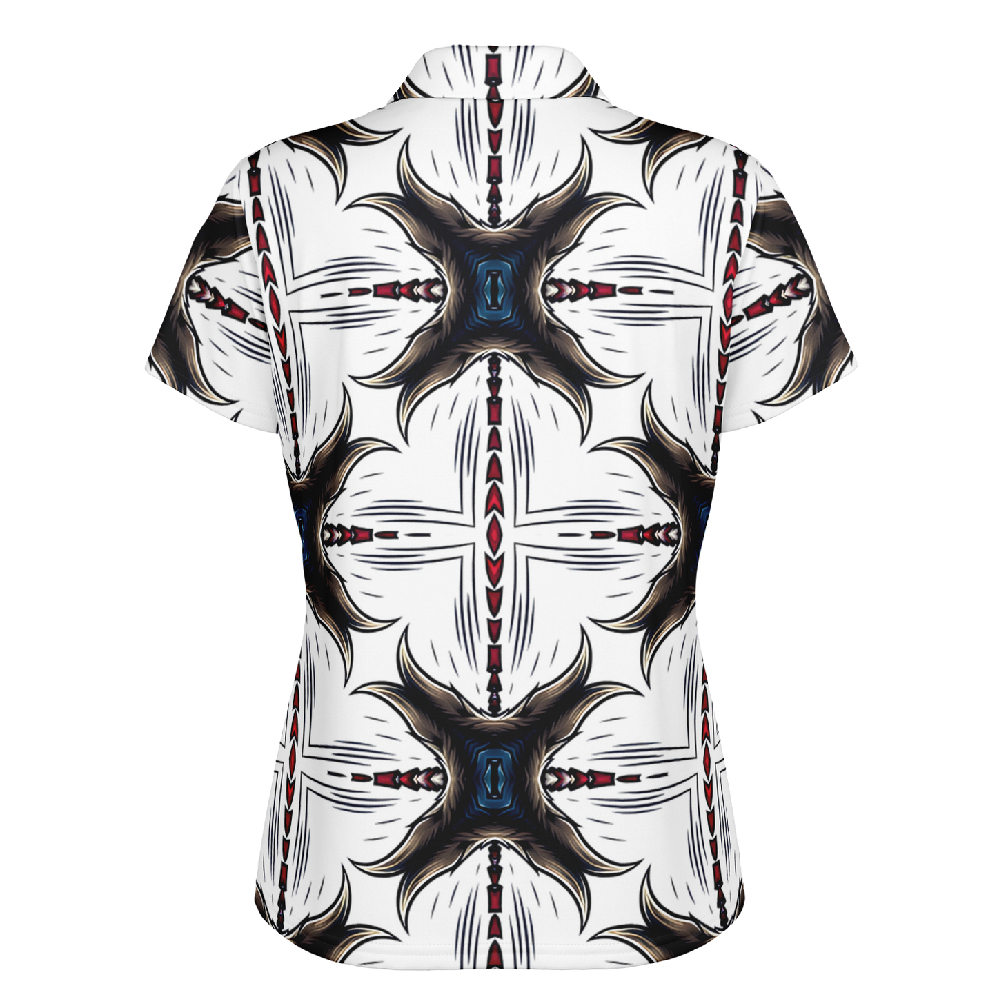 Women's Abstract Symmetry Pattern Polyester Polo Shirt