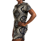 Women's Monochrome Geometric Kaleidoscope Pattern All Over Print T-Shirt Dress