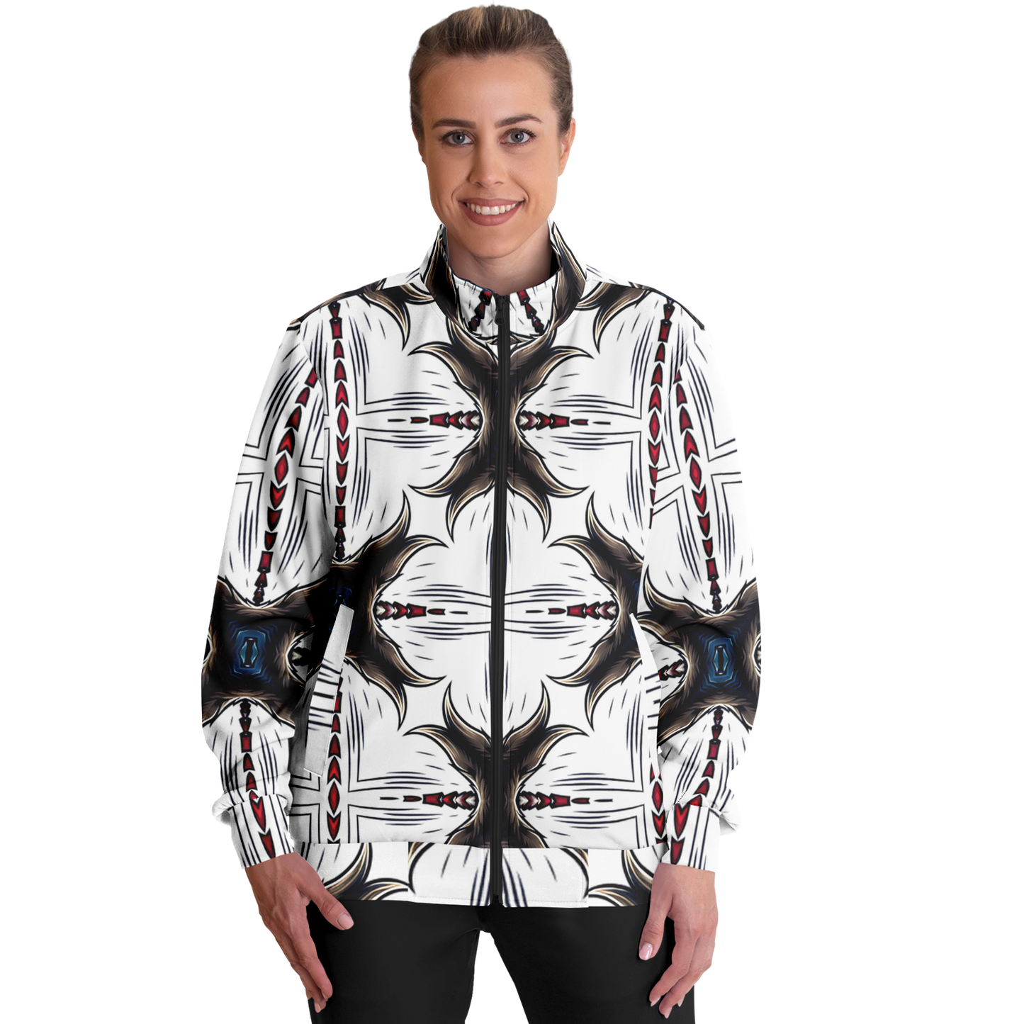 Women's Abstract Symmetry Pattern Polyester Track Jacket