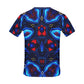 Men's Blue & Red Kaleidoscope Pattern Men's All Over Print Crew Neck T-Shirt