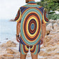 Men's Retro Radiant Circle Pattern All-Over Print Hawaiian Shirt & Shorts Set