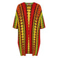 Women's Red Bold Tribal Pattern All-Over Print Oversized T- Shirt Loungewear