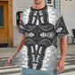 Men's Classic Black & White Geometric Pattern All Over Print All Over Print Ribbed Collar T-Shirt