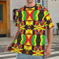 Men's Bold Rasta Color Wave Pattern All Over Print Cut & Sew  Ribbed Collar T-Shirt