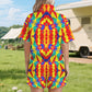 Women's Bold Rainbow Kente-Inspired Geometric Pattern All Over Print Windbreaker Short Set