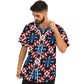 Men's Red White Blue Geometric Pattern All-Over Print Baseball Jersey