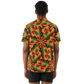 Men's African Kente Geometric Pattern All-Over Print Spread Collar Short Sleeve Button-Down Shirt