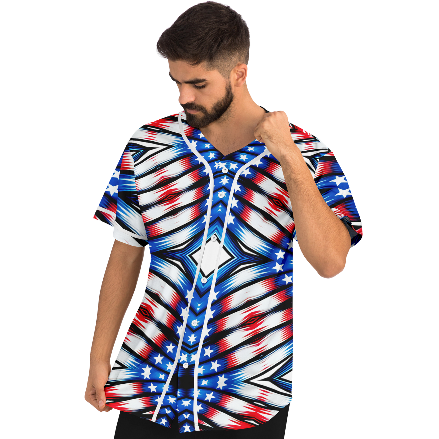 Men's American Flag Pattern All-Over Print Baseball Jacket
