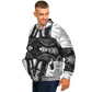 Men's Classic Black & White Geometric Pattern All Over Print Baseball Jacket