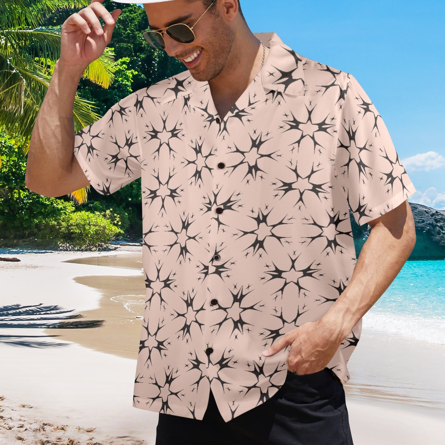 Men's Blush Pink Kaleidoscope Pattern All Over Print  Hawaiian Shirt